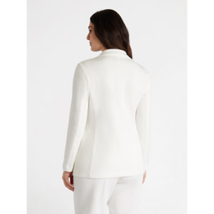 Fiorella Rubino - Blazer lungo in tessuto stretch con bottone - Bianco