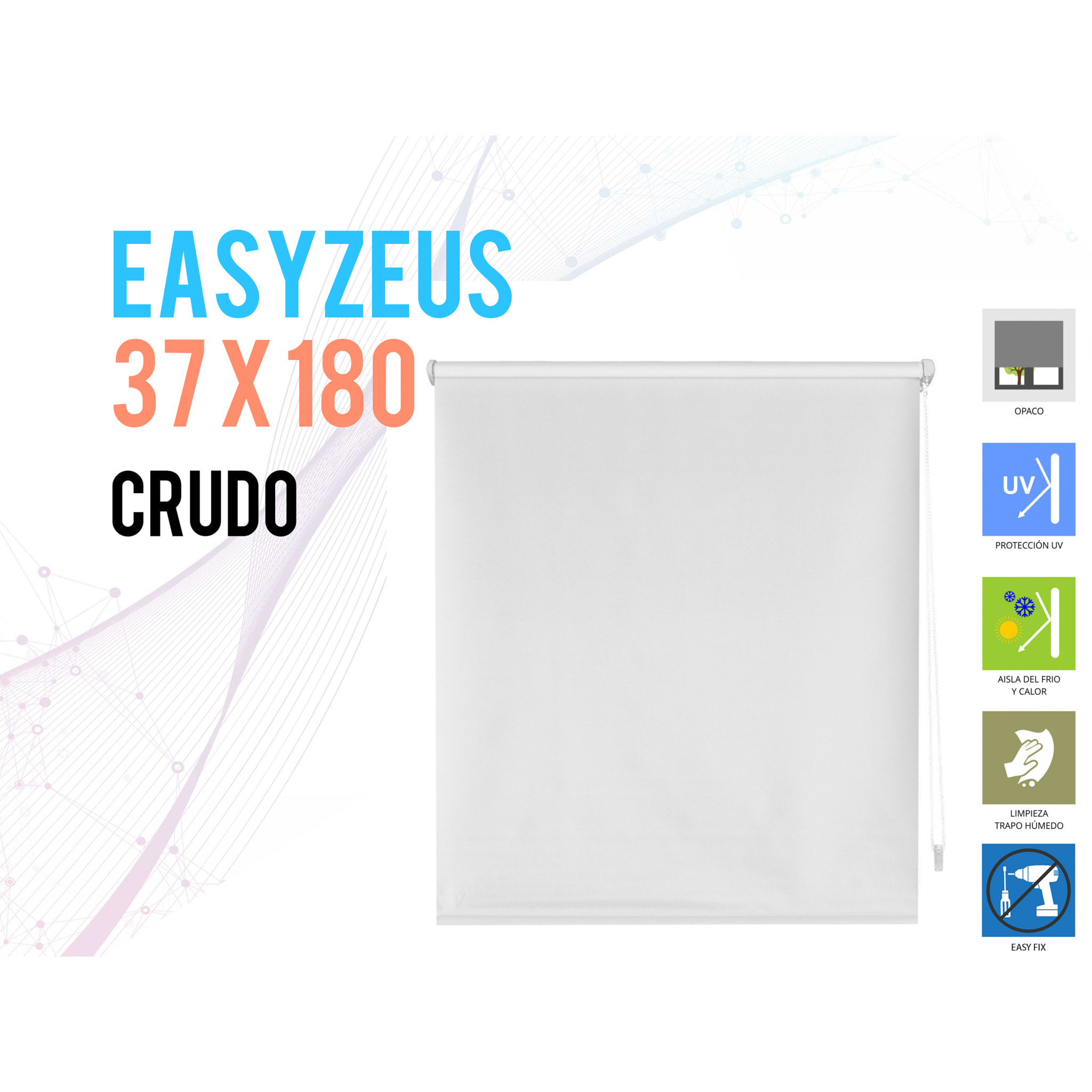 Estor enrollable Opaco con tejido liso EASYZEUS CRUDO PURLINE  W