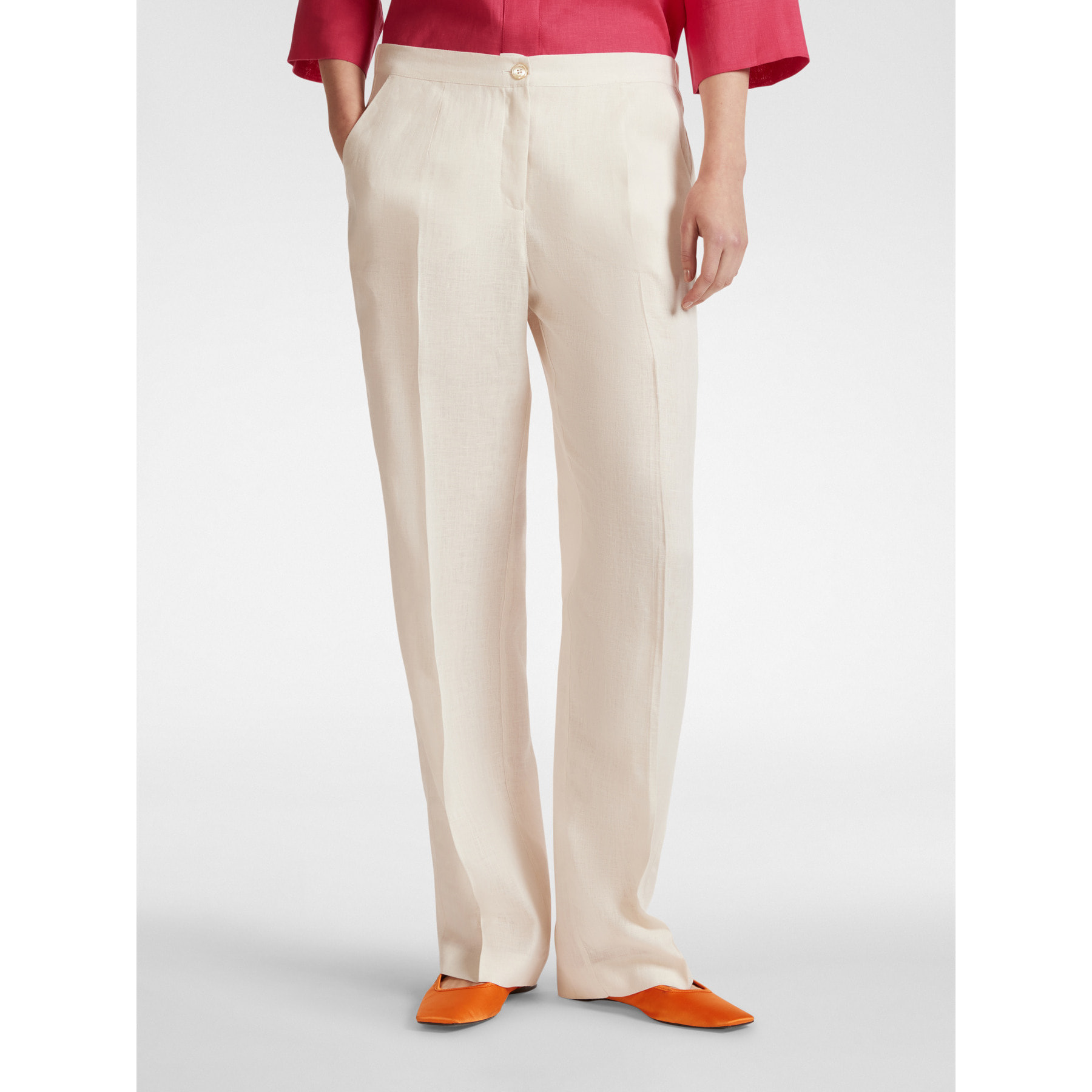 Elena Mirò - Pantaloni relaxed fit in lino - Bianco