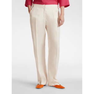 Elena Mirò - Pantaloni relaxed fit in lino - Bianco