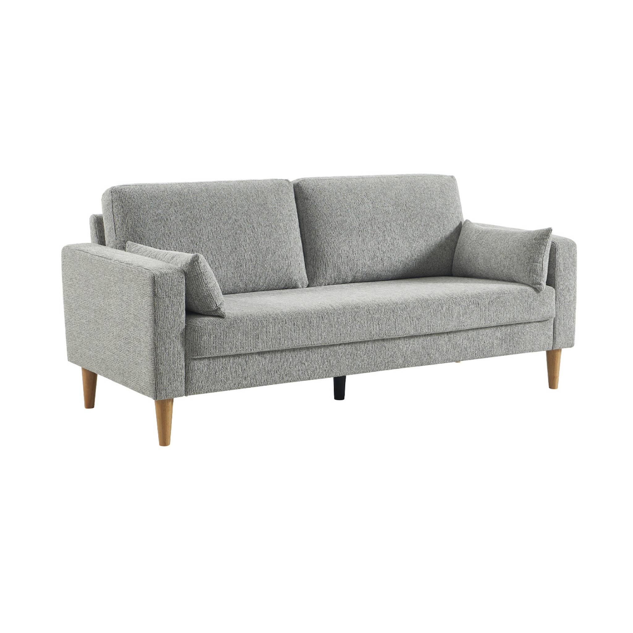 Canapé bois d'hévéa et tissu chenille 3 places BJORN