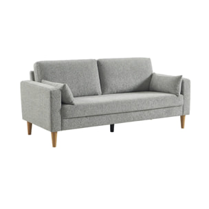 Canapé bois d'hévéa et tissu chenille 3 places BJORN