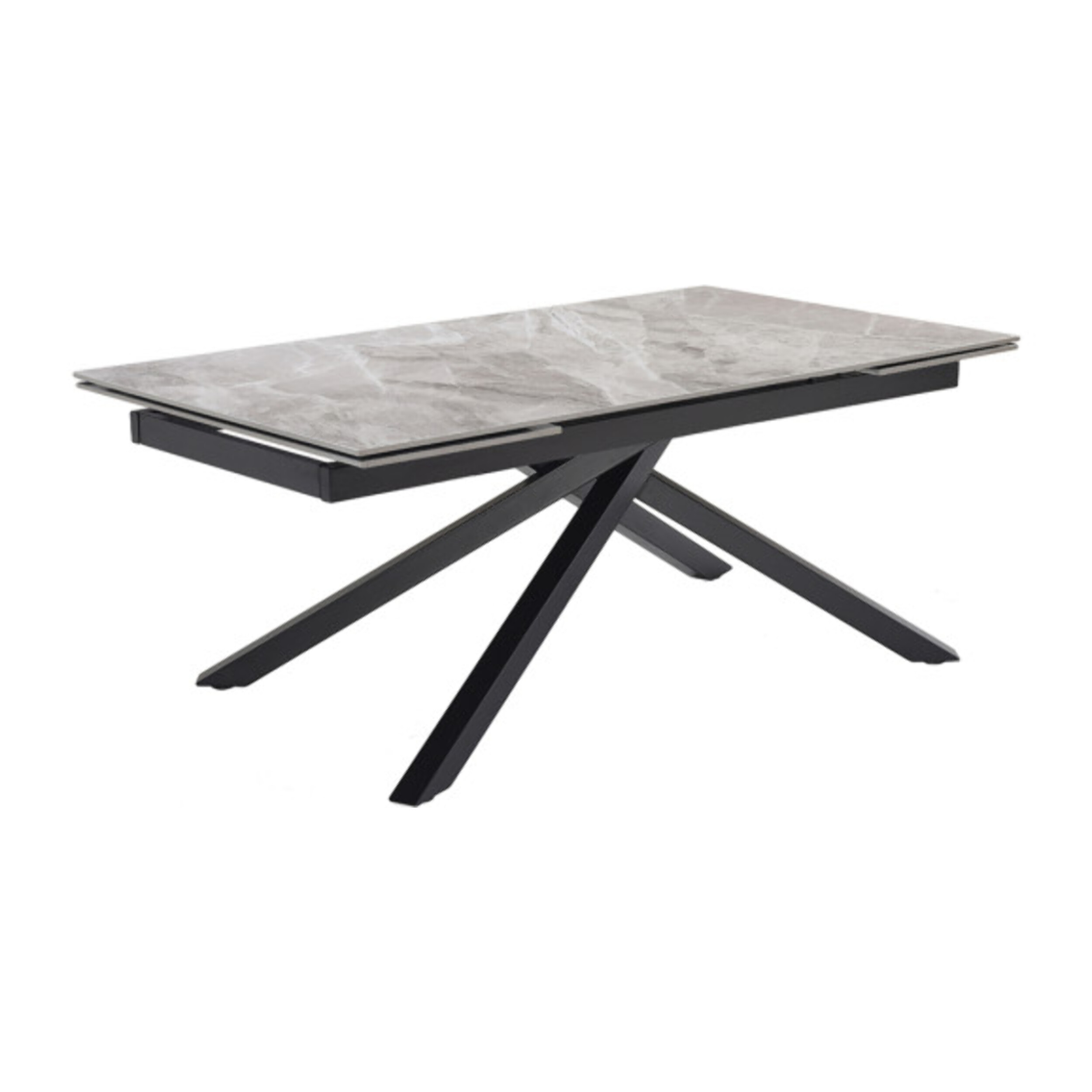 Table extensible céramique gris marbré 180/260 cm - 8 piètements - UNIK