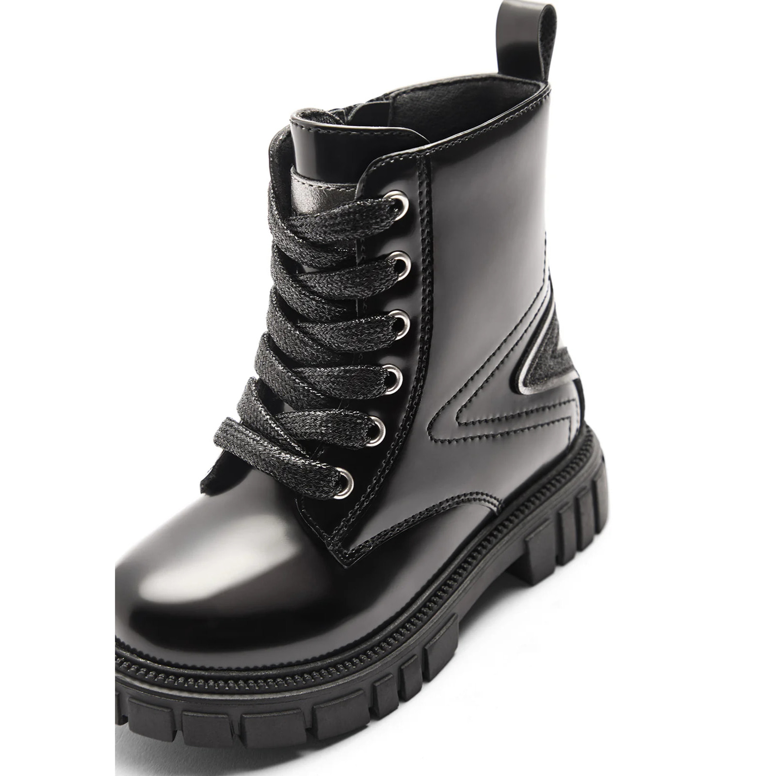 Stivali militari da bambina a metà polpaccio con cerniera interna