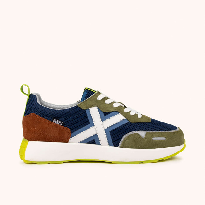 Sneakers Diseño Elegancia Deportiva Azul, Verde y Marrón MUNICH XEMINE 101