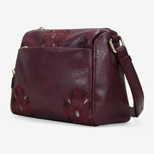Bolso bandolera burdeos con bordado