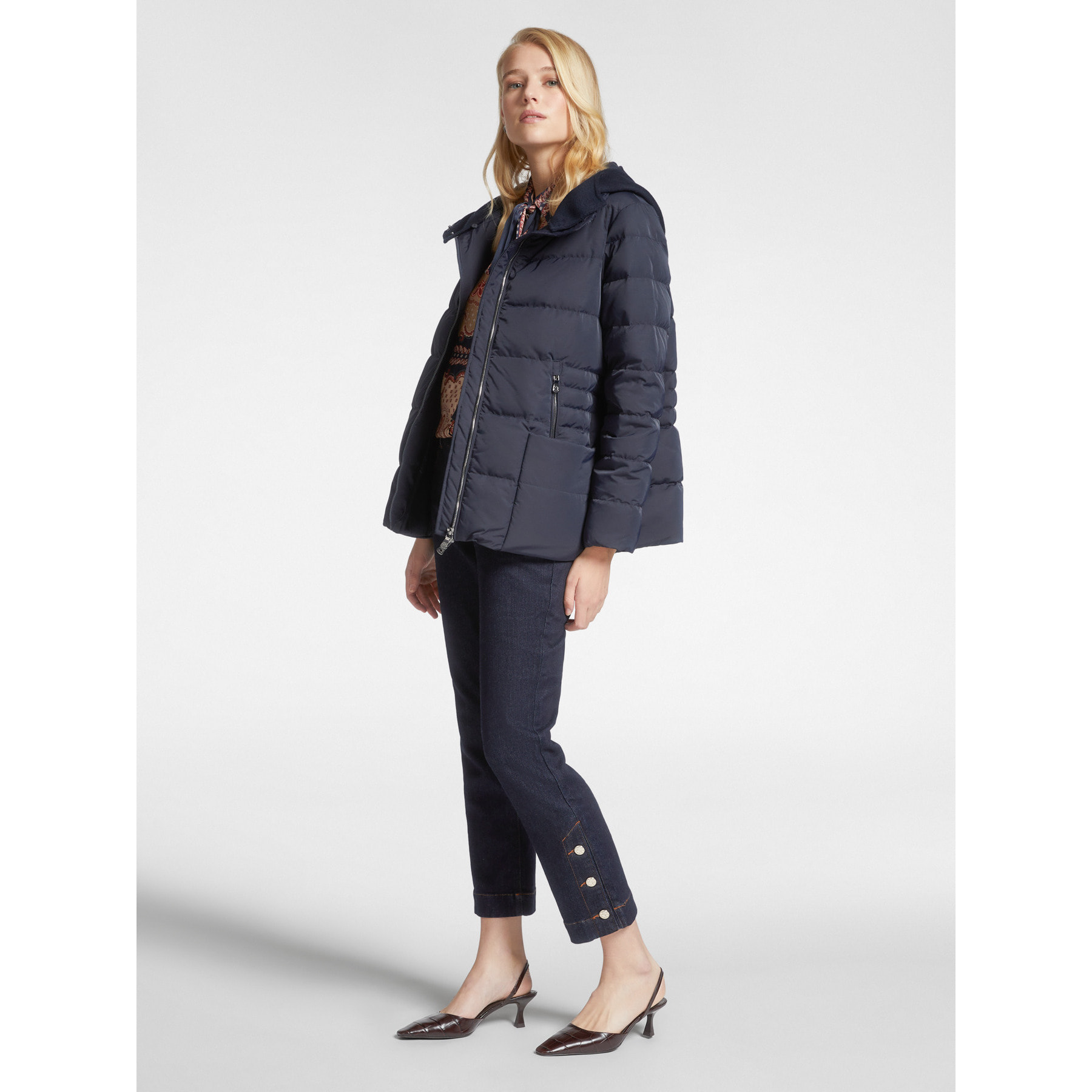 Elena Mirò - Plumífero de nailon opaco - Azul