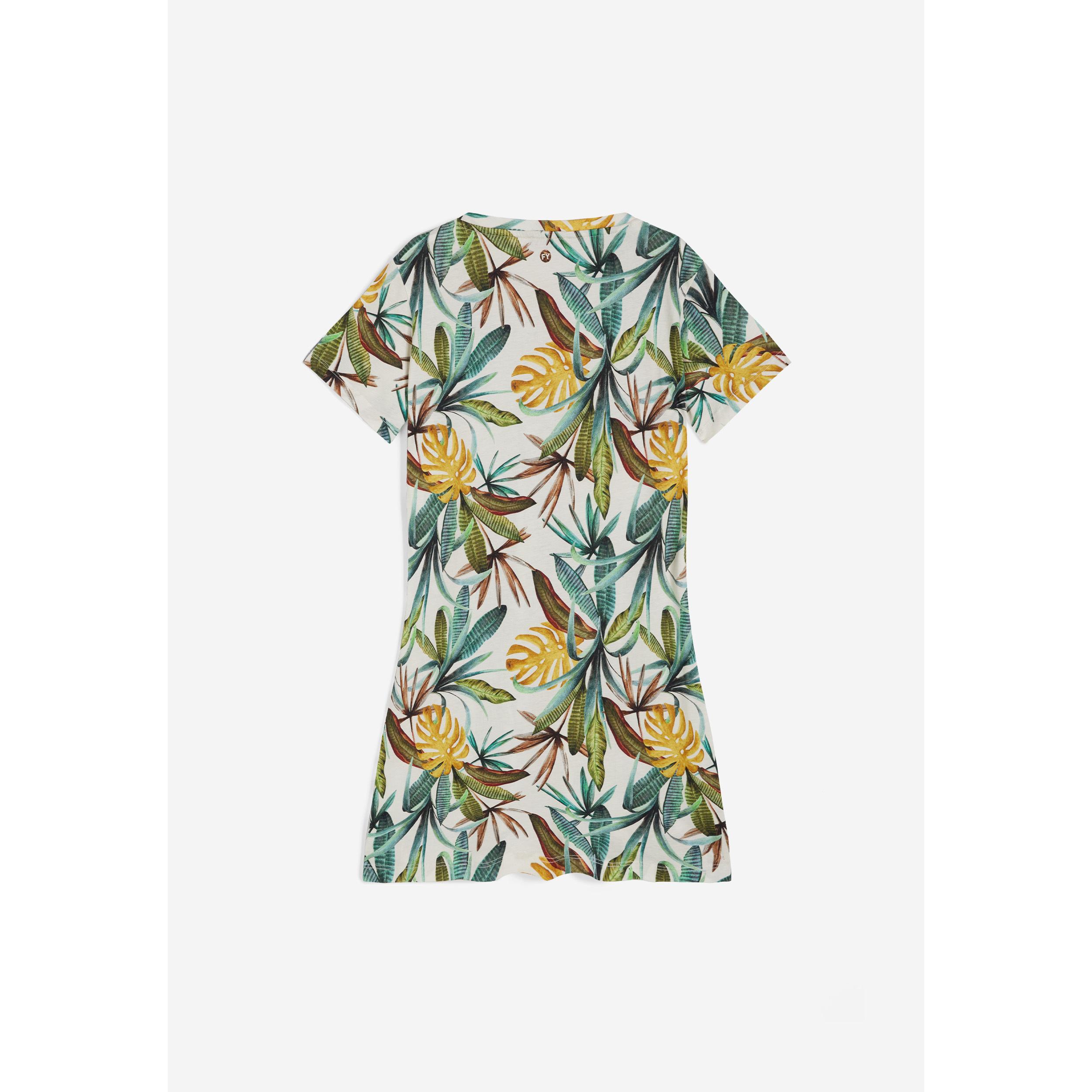 Abito skater in jersey modal stampa tropical all over