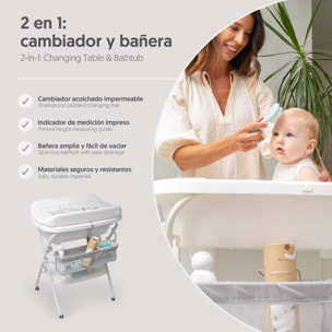 Bañera Bebe Plegable con Cambiador y Hamaca, modelo Dino