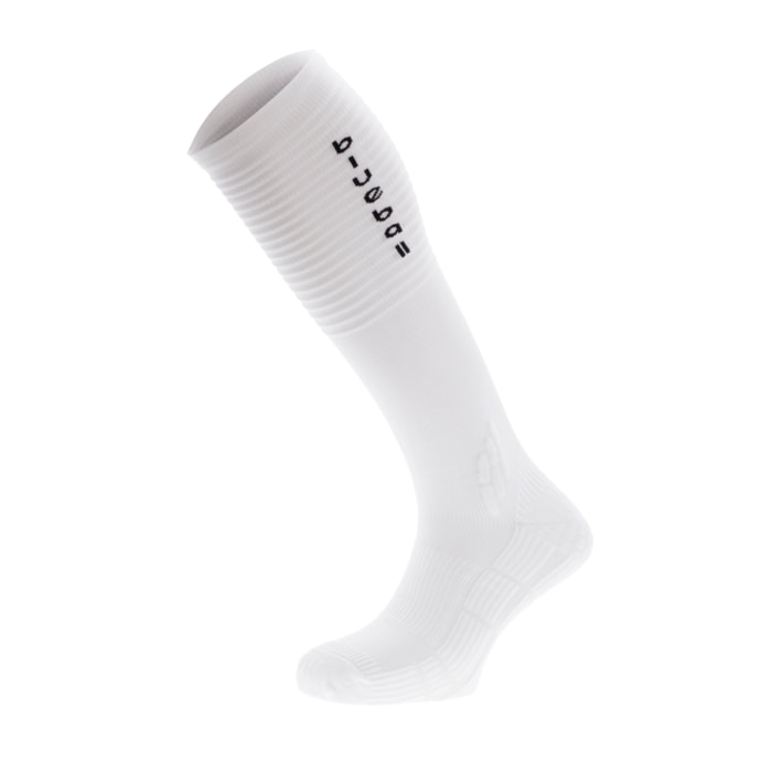 Calzini lunghi a compressione Blueball 2 in bianco con logo nero