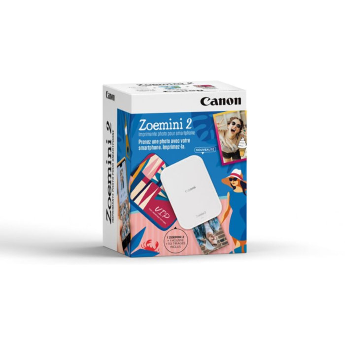 Imprimante photo portable CANON Kit Zoemini 2 Blanche + 50 f + Housse