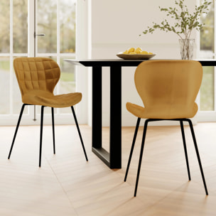 Lot de 2 chaises en velours jaune curry - Mazzia