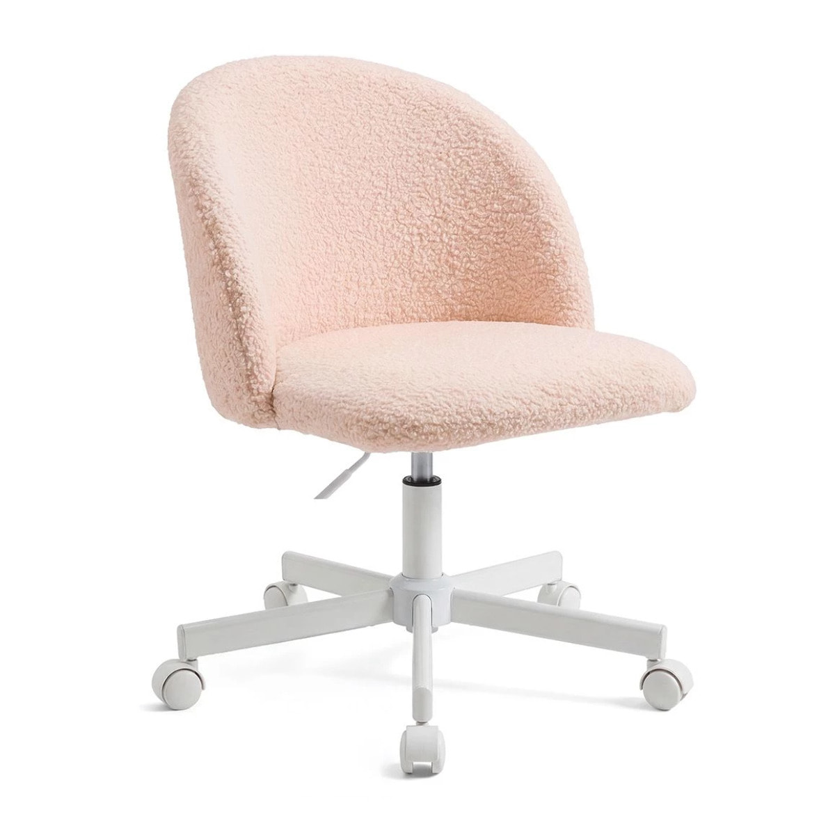 Silla de escritorio tapizada en borreguito rosa empolvado 76-89,5 cm Candy Rosa Empolvado