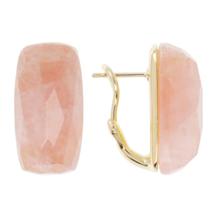 Orecchini in Argento 925 placcato Oro giallo 18kt con Pietra Naturale Quarzo Rosa