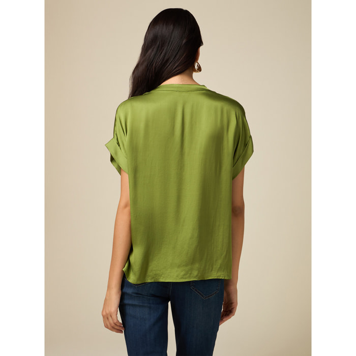 Oltre - Blusa en raso de viscosa - Verde