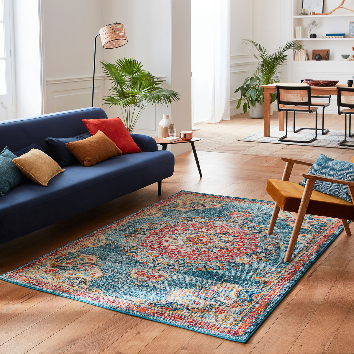 Anatolia - Tapis de salon vintage, bleu turquoise