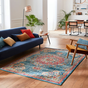 Anatolia - Tapis de salon vintage, bleu turquoise