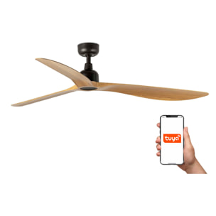 OUTWOOD L Ventilador de techo marrón/madera roble IP44 TUYA