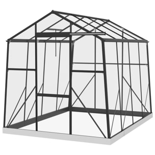 Invernadero de Jardín Policarbonato 2x2,5x2 m Invernadero de Huerto Vivero Casero con Marco de Aleación de Aluminio Ventana Regulable en 5 Niveles y Base para Cultivo Transparente y Negro