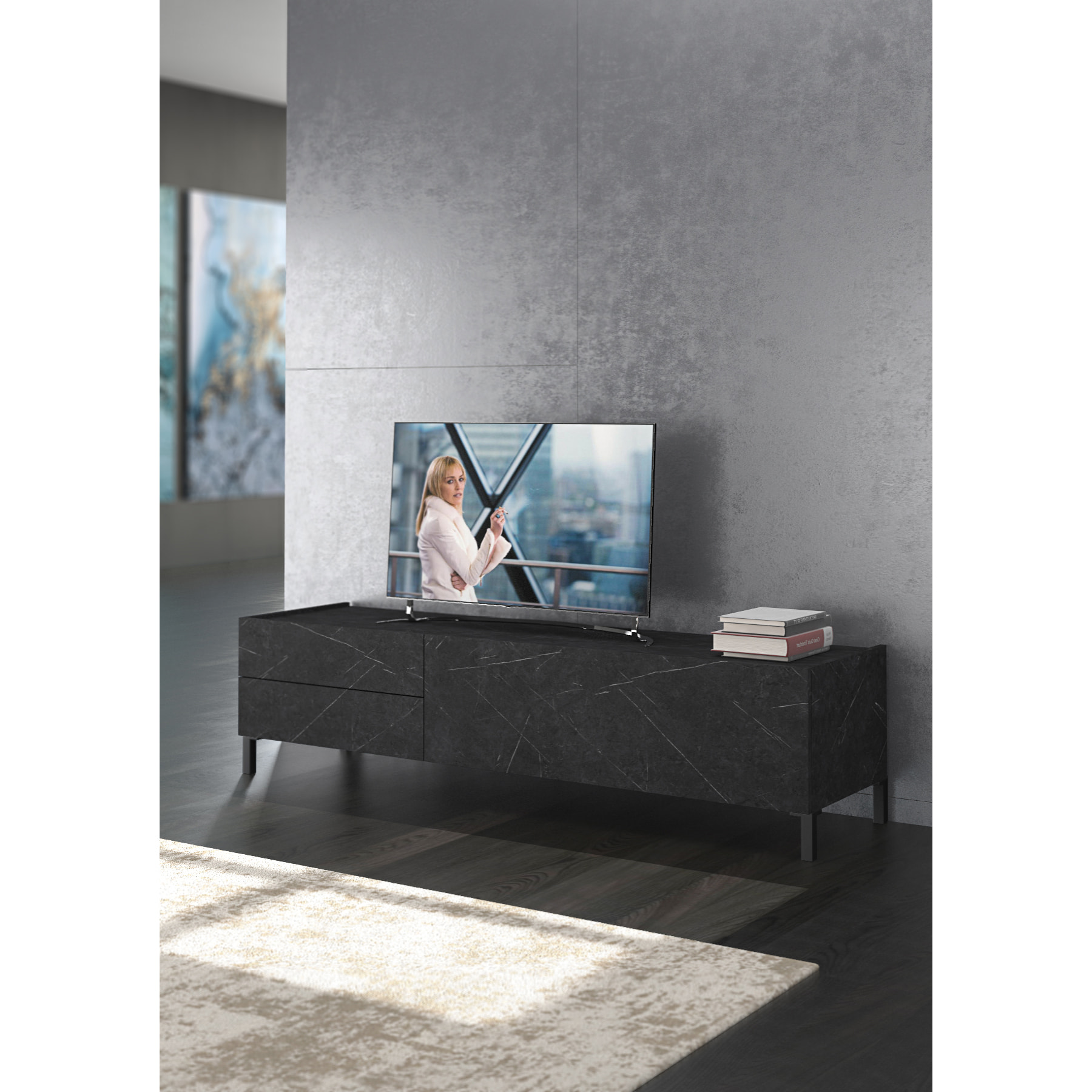 ORESTELUCHETTA porta TV BURHAM BLACK MARBLE