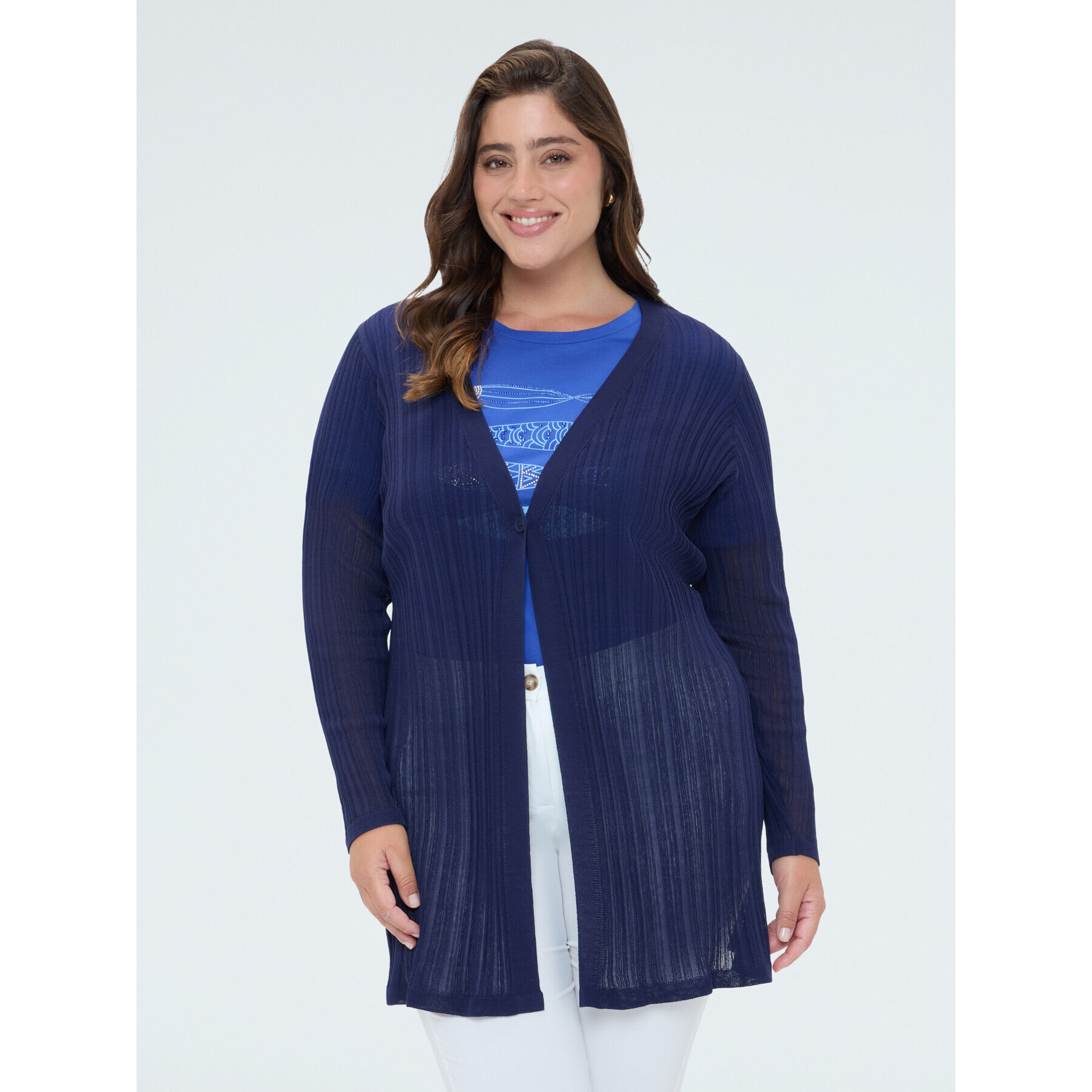 Fiorella Rubino - Coprispalle o in maglia a costine con maniche a campana - Blu