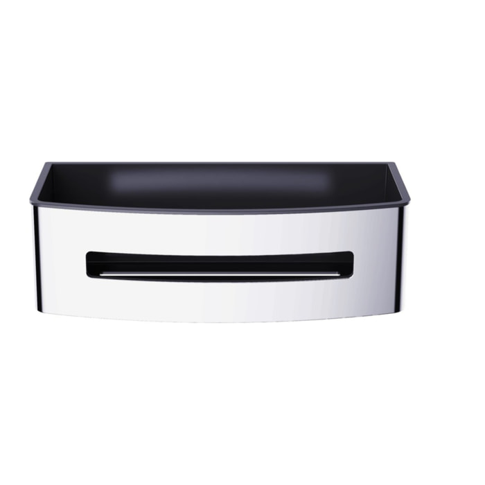Panier de douche 22 cm en acier inoxydable, Chrome et Noir (SATDPOLCHC)