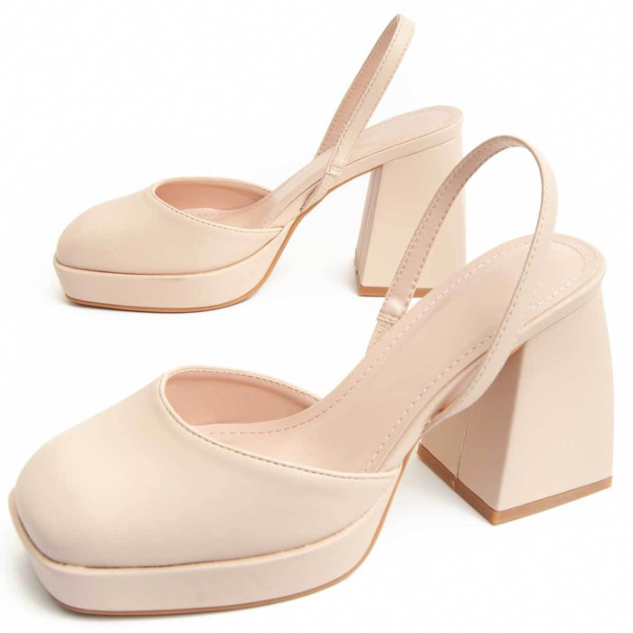 Zapato de tacón - Beige - Altura: 10 cm