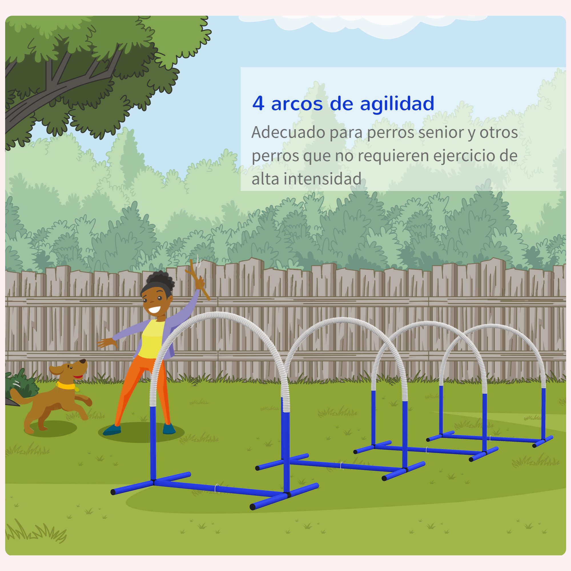 PawHut Set de Entrenamiento de Agilidad para Perros de 4 Piezas Juego de Agilidad para Perros con Bolsa de Transporte para Entrenamiento Suave Blanco y Azul