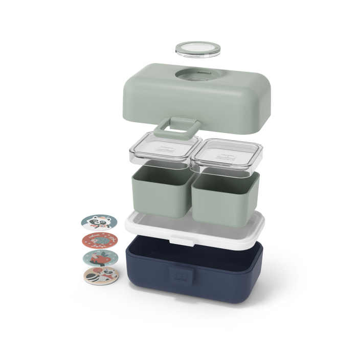 Lunch box à compartiments pour enfant Tresor 800ml Vert/Bleu