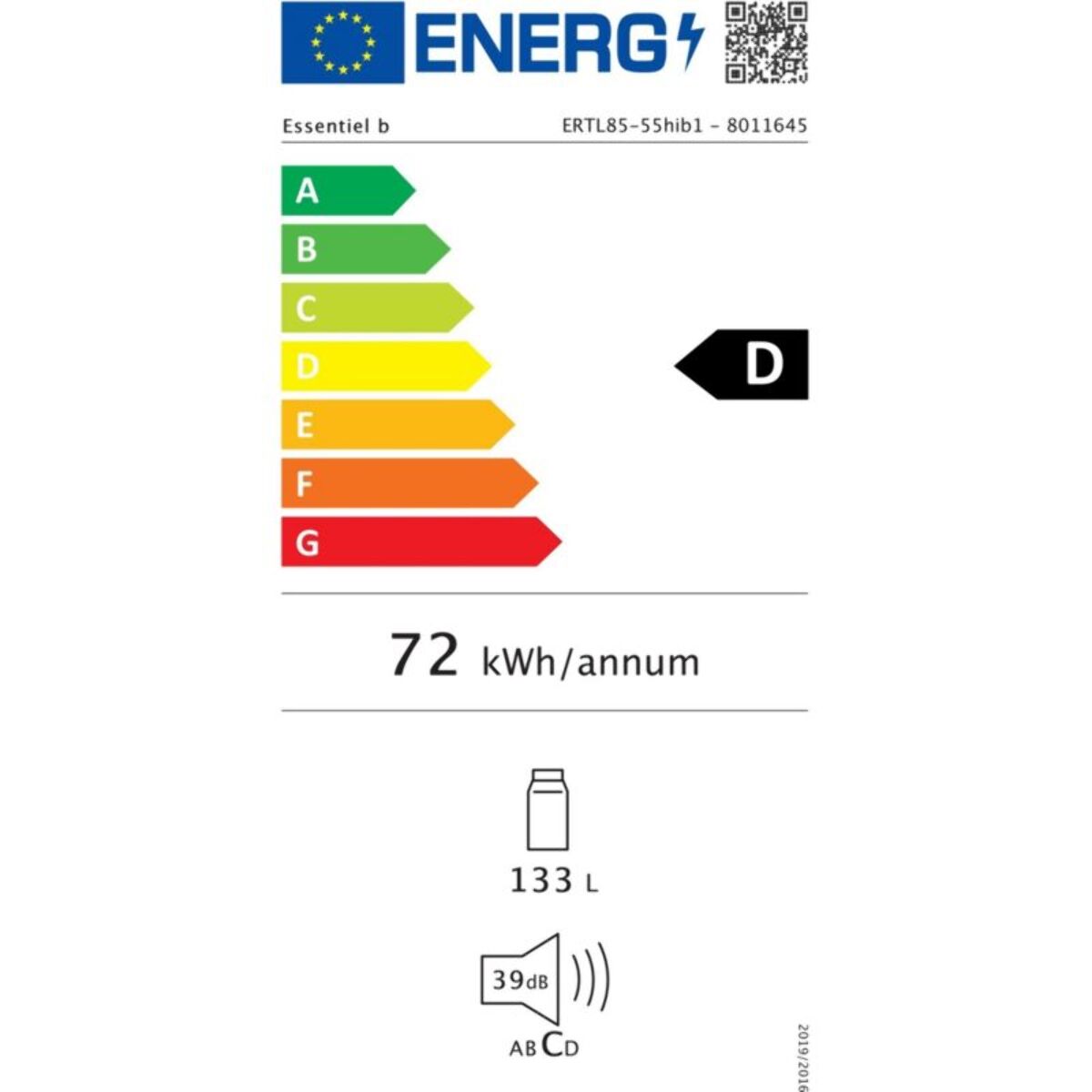Réfrigérateur top ESSENTIELB ERTL85-55hib1