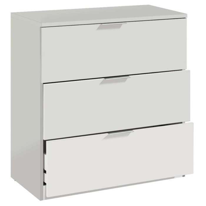Cassettiera 3 Cassetti Comodino Senza Piedi Comò Mobile Camera Letto Salvaspazio Antigraffio Design Minimal Moderno Lavanderia 77x38x80 Cm Bianco