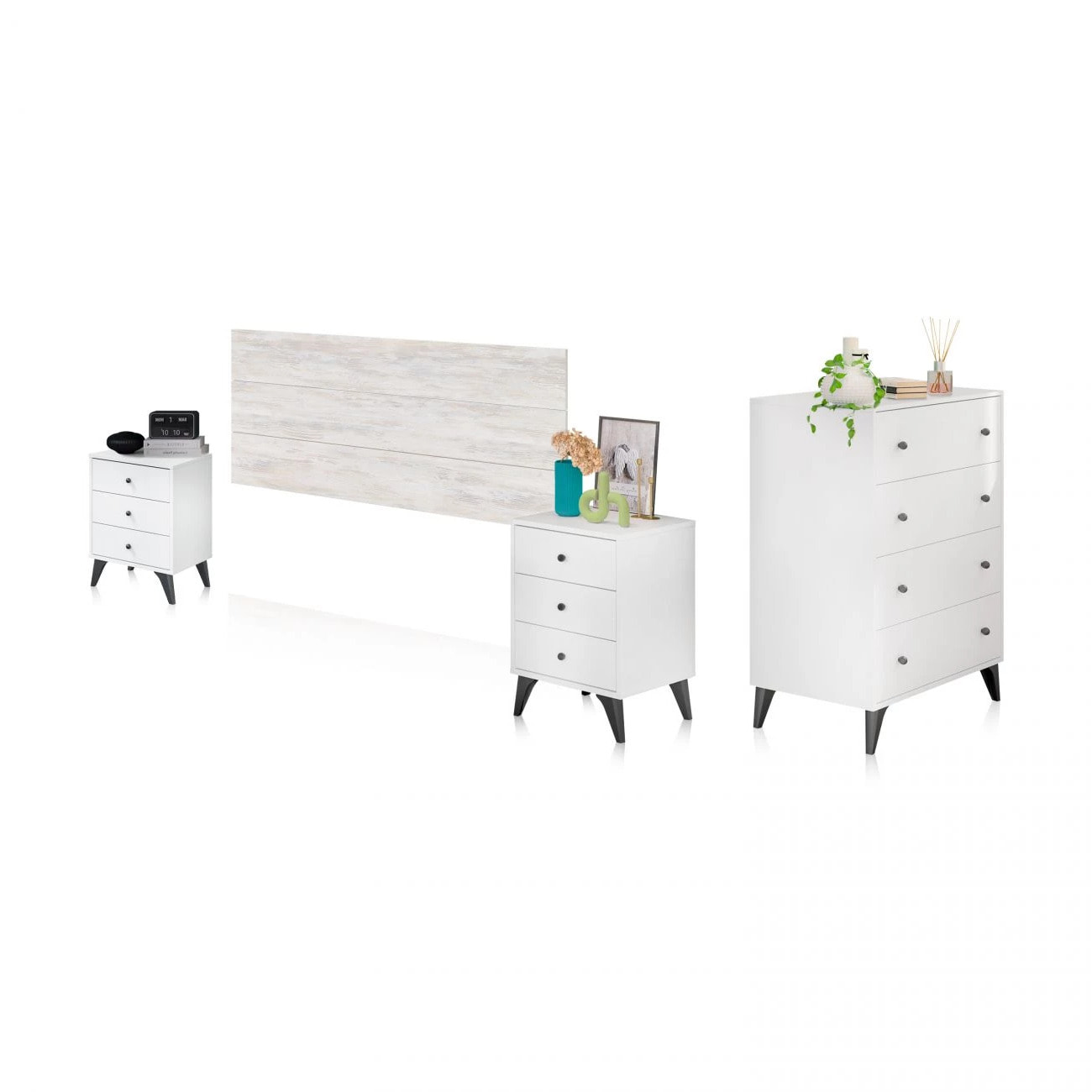 Dormitorio Iconic 4C Blanco Velho - Negro