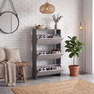 Zapatero de 3 puertas abatibles en gris grafito y gris cemento 60x113 cm Remi Gris Grafito - Gris Cemento