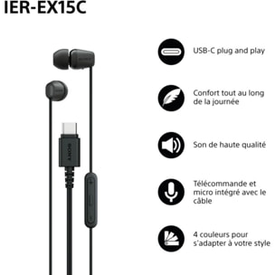 Ecouteurs SONY IER EX15C Noir
