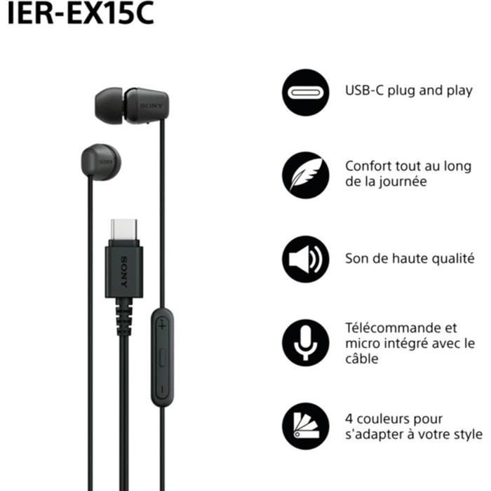 Ecouteurs SONY IER EX15C Noir