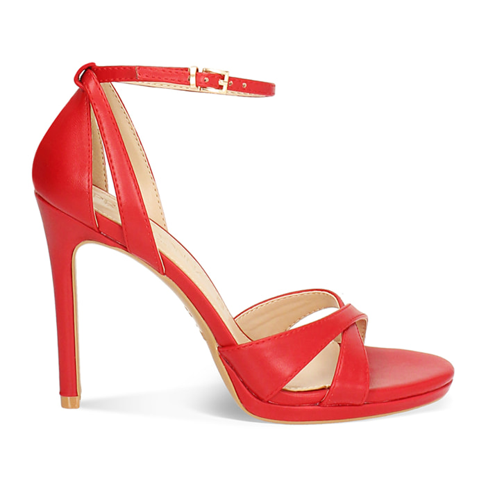 Sandalo donna rosso fashion, tacco 10,5 cm
