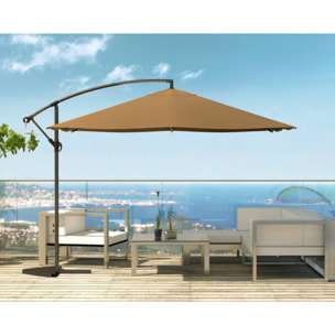Parasol Bulle LED déporté 3 x 3 m chocolat DAVAGNA