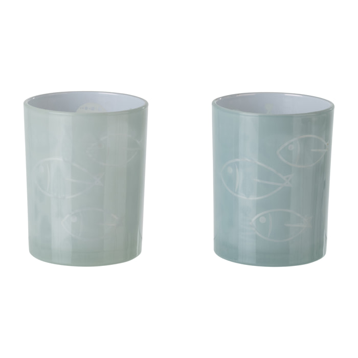 J-Line Photophore Poisson - verre - gris - medium - 2 pièces