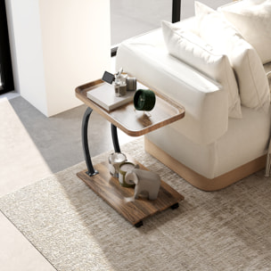 Mesa Auxiliar con Ruedas Mesa para Sofá con Bandeja Superior Estante Estructura de Acero Mesita Auxiliar para Salón Dormitorio Marrón