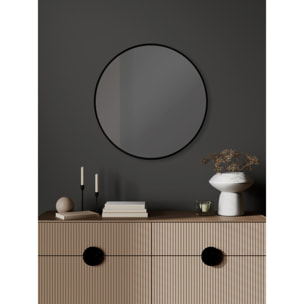 Espejo redondo Halo aluminio negro 60x60x5 cm