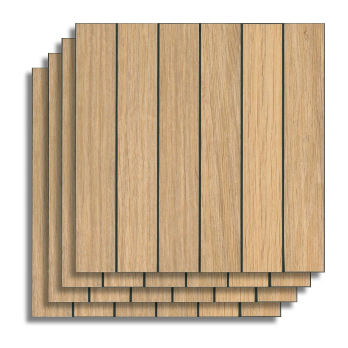Crédence adhésive murale 3D  - Effet bois 4 pièces - Naturel