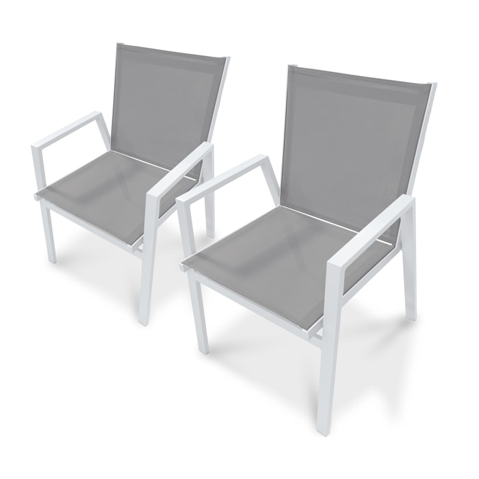 FLORIDE - Lot de 2 fauteuils de jardin empilables en aluminium