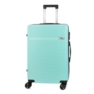 DAM Valigia media trolley rigida ultraleggera, in ABS ad alta resistenza. Chiusura numerica e 4 ruote doppie estraibili e girevoli a 360°. 42x25x65 Cm. Colore: Verde Acquamarina