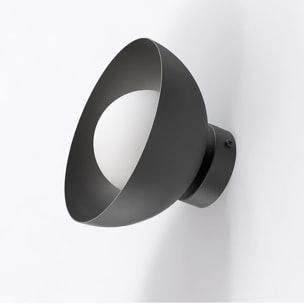 Lampada da parete Bibi in acciaio nero e vetro