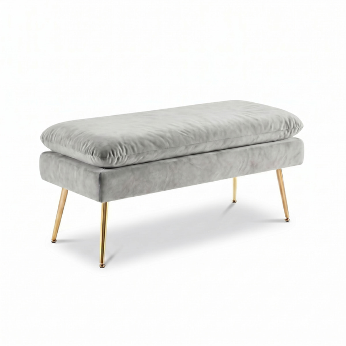 Panca Contenitore Imbottita in Effetto Velluto con Ampio Vano Portaoggetti, Seduta Confortevole e Gambe in Acciaio, Design Moderno per Camera da Letto, Ingresso e Soggiorno