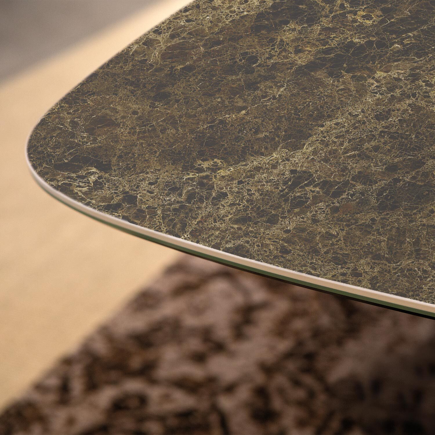 TAVOLO FISSO PRISMA - GRIGIO CARBONE, BOTTE BORDO INCLINATO, PIANO GRES PORCELLANATO EMPERADOR