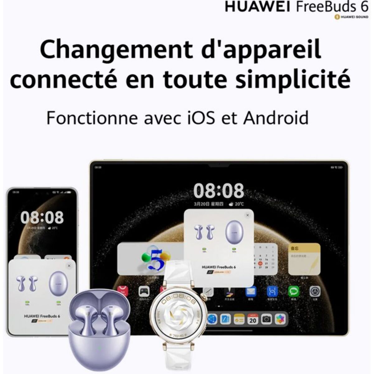 Ecouteurs HUAWEI Freebuds 6 Blanc