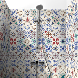 Stickers muraux - Sticker Mural Carrelage adhésif Cuisine Salle de Bain - 30 STICKERS CARREAUX DE CIMENT AZULEJOS ROSITA