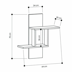 Mensola Dmatej, Scaffale, Ripiano a muro, Scaffalatura multiuso, 64x20h70 cm, Quercia