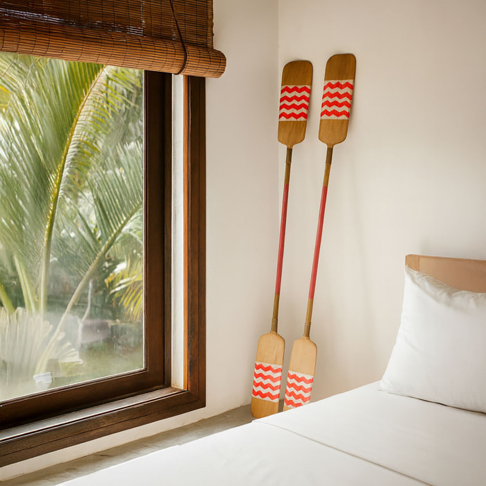 Lot de 2 pagaies en bois avec rayures roses 185cm FUFOA